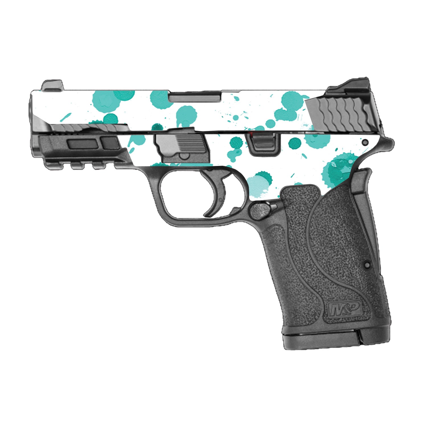 Teal Splatter Skin For Smith & Wesson M&P 380 Shield EZ M2.0